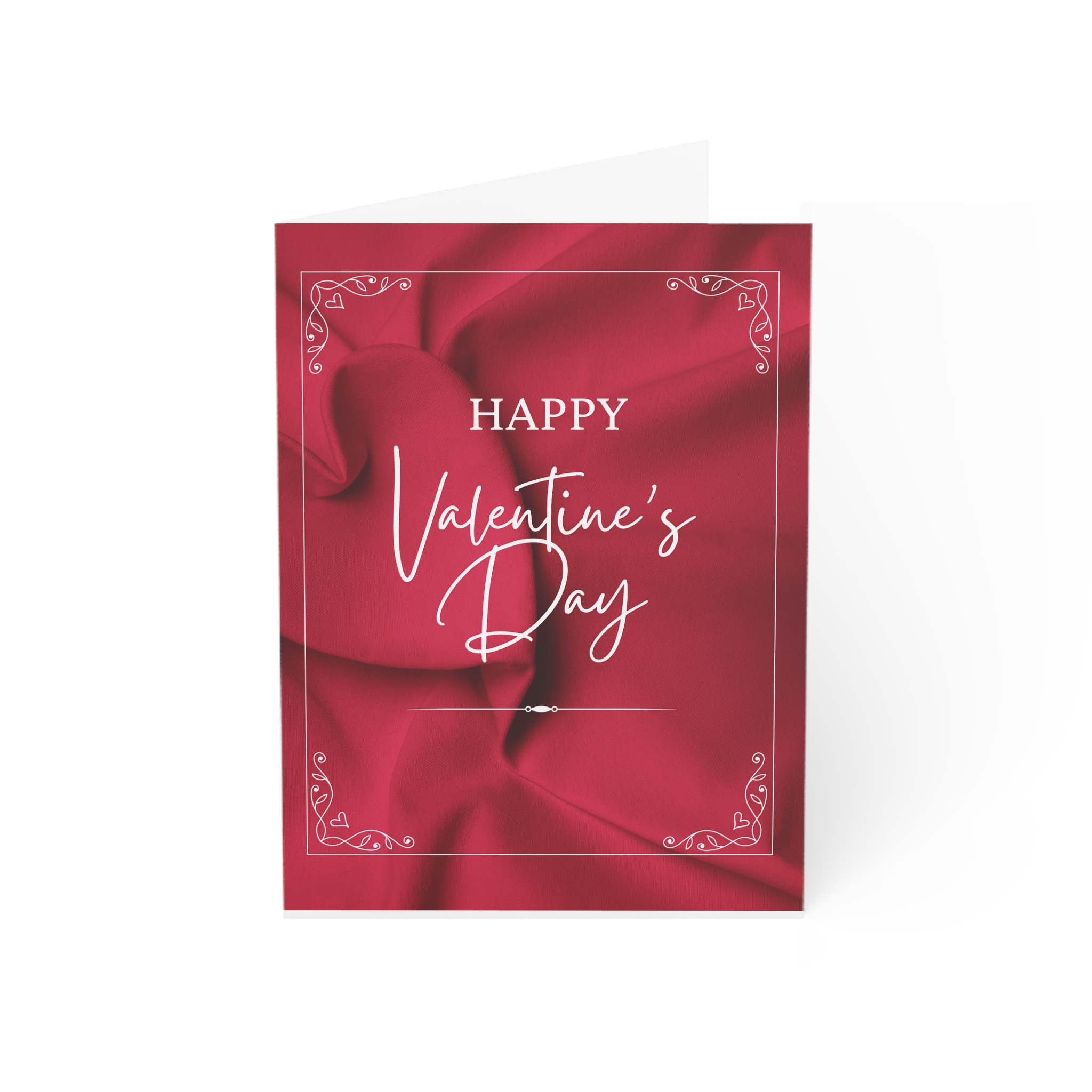 Valentine’s Day Greeting Cards — Romantic Red Satin Folded Cards (1/10/30/50 Pack)
