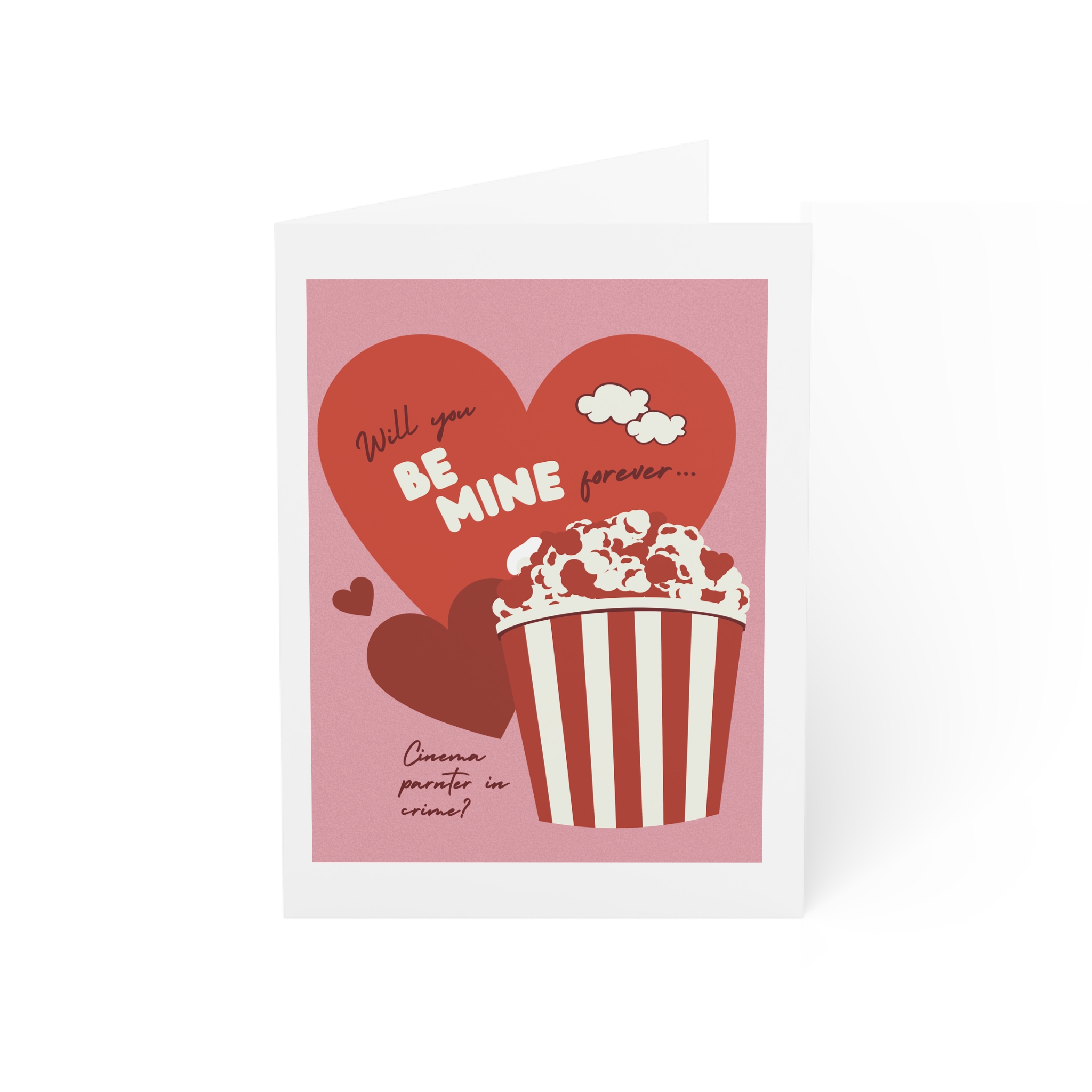 Greeting Card – “Will You Be Mine Forever” Popcorn Valentine Card (1/10/30/50 pcs)
